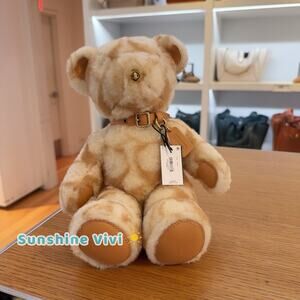 NEW Limited COACH C7058 Bear Collectible In Signature Shearling Brass/Beige